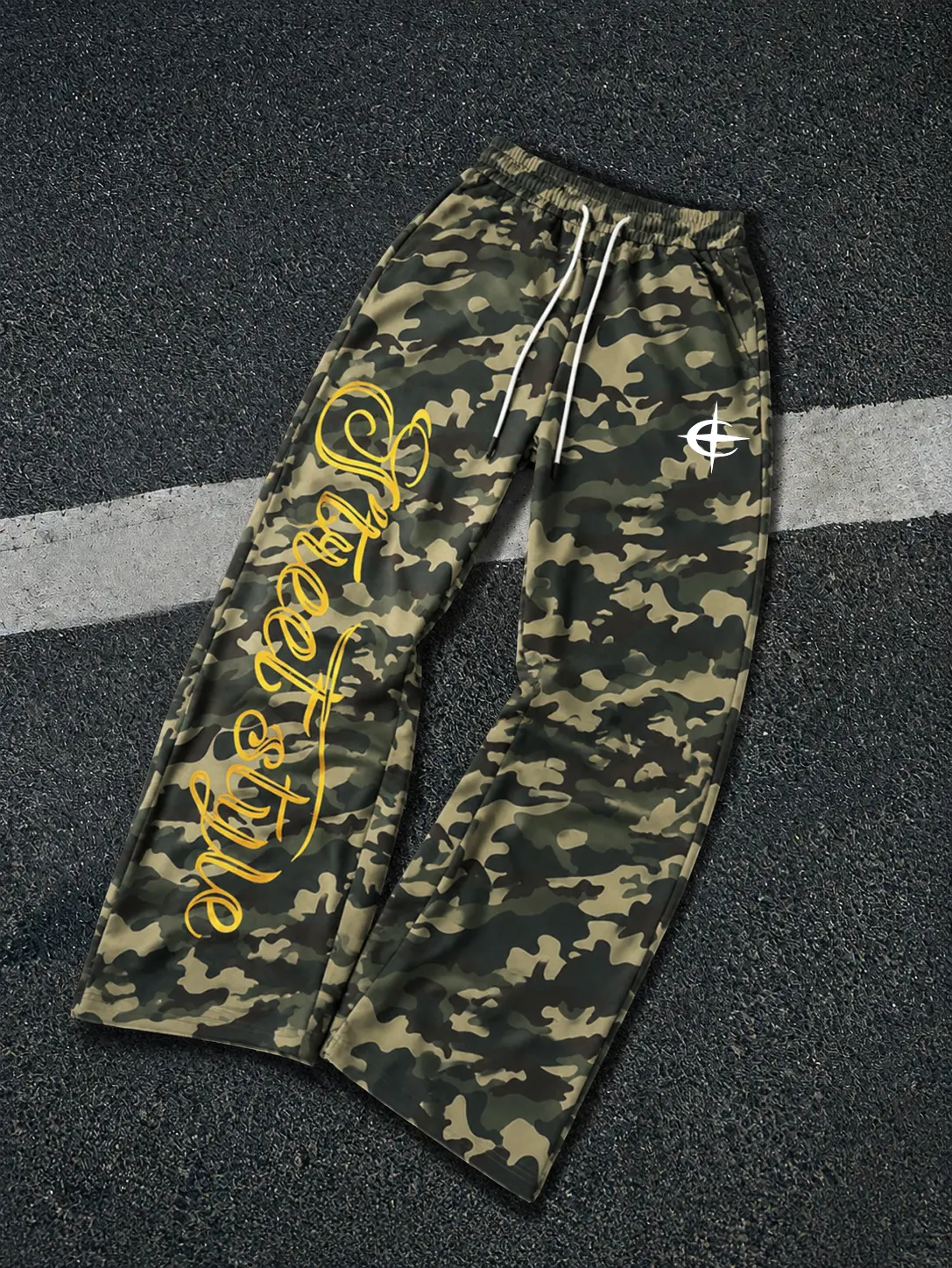 Camo Casual Gym Pants for Men Women, Y2K Streetwear Loose Fit Long Trousers, Drawstring Elastic Waist Wide Leg Jogger Style Sweatpants, Graphic Print Workout Lounge Bottoms, Hip Hop Festival Outfit, Comfy Training Active Pants, Daily Street Outfit for All