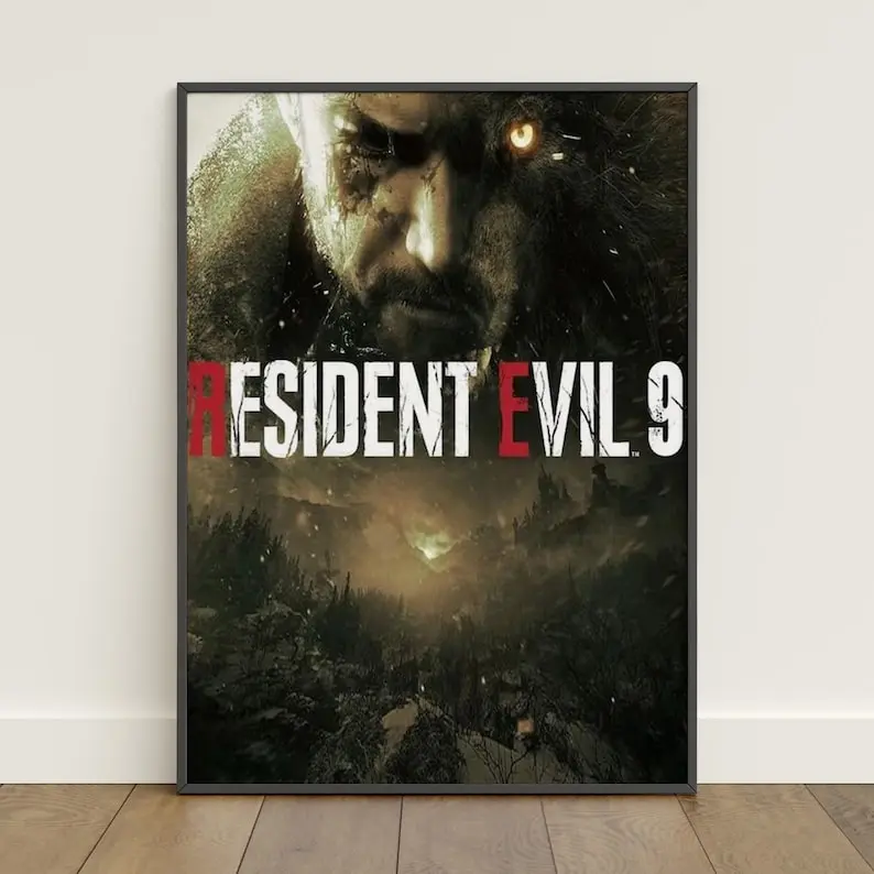 Resident Evil Requiem Poster Leon Kennedy Wall Art Game Canvas Print