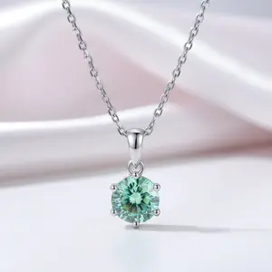 1.0 Ct Green Diamond Option Solitaire Necklace