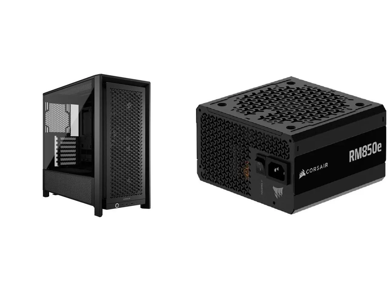 Corsair FRAME 4000D RS Black Computer Case- 3X CORSAIR RS Fans – InfiniRail Fan Mounting System – Fits Multiple 360mm Radiators – Reverse Connector Motherboard Compatible – Black CORSAIR RMe Series RM850e 850 W Power Supply