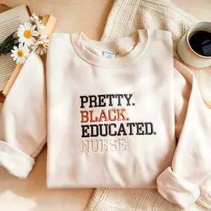 Embroidered Black History Nurse Gildan Sweatshirt, Melanin Pride Graduate Gift, Cozy RN Crewneck, Healthcare Appreciation Outfit