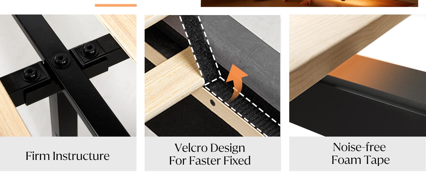 AMERLIFE LED Bed Frame with USB Ports and Motion Activated Night Light, Upholstered Bed Frame with Storage Button Tufted Headboard and Wingback, Comfortable&Sturdy/Queen/King Size/Best Gift Ideas/Christmas Gifts