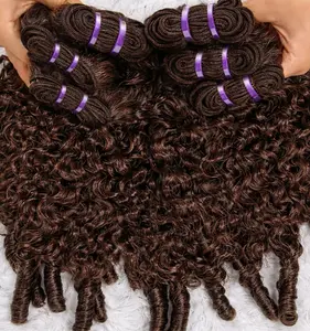 Burmese Deep Curly into Spiral Curls Human Hair Extensions Color 4 100% Double Drawn Real Raw Hair Full Voluminous Look Long Lasting