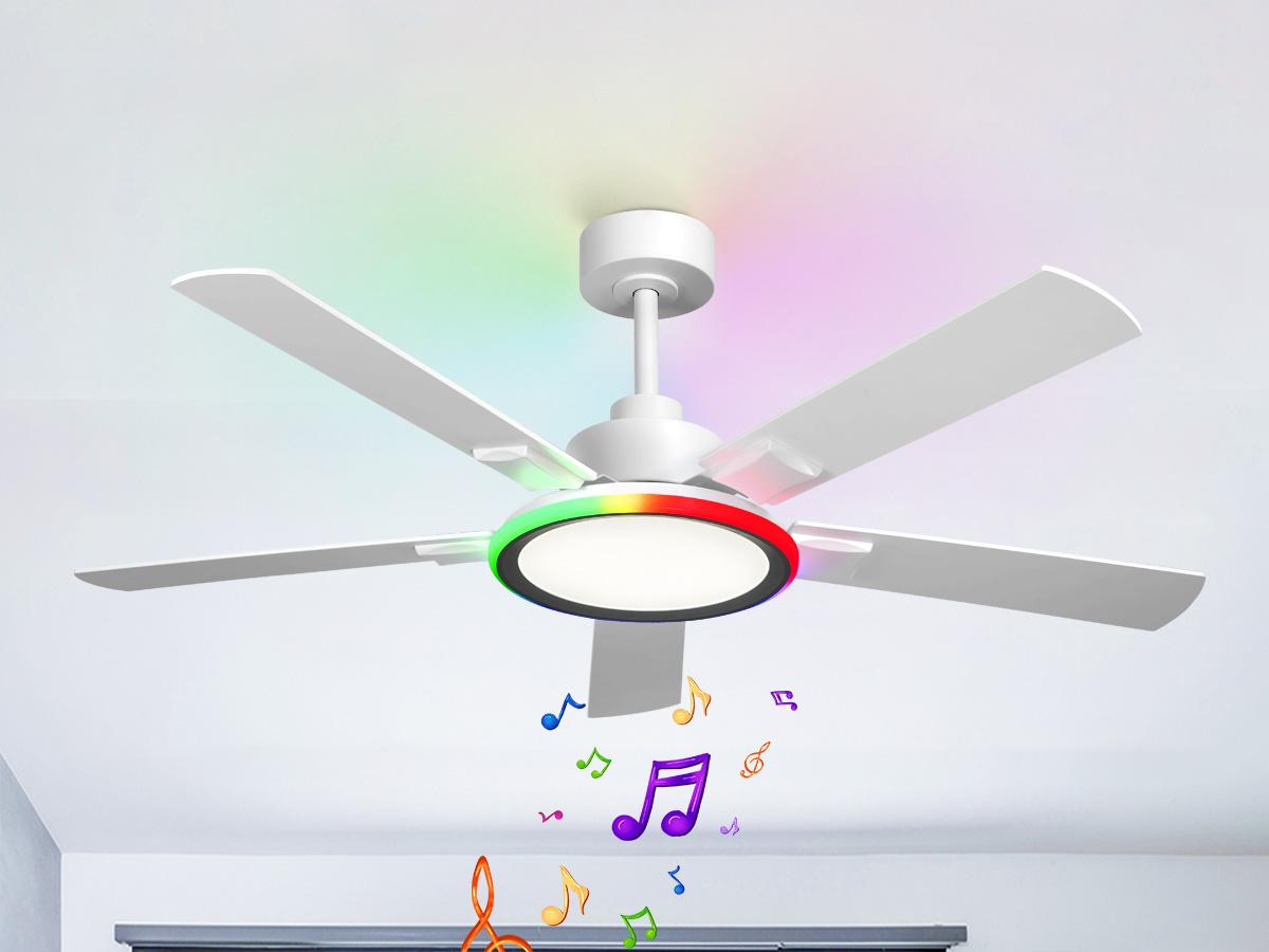 【SALE】BAYSQUIRREL Smart 52" Ceiling Fan with Lights Bluetooth Speaker 6-Speeds DC Motor Eye-Care Lighting Adjustable RGB Lighting Flush Mount with Remote Control, Feb Faves,Excellent Gifts for Valentine's Day