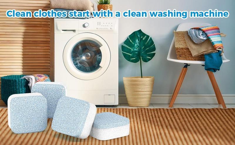 Washing Machine Cleaner Descaler 12 Pack - Deep Cleaning Tablets For HE Front Loader & Top Load Washer, Septic Safe Eco-Friendly Deodorizer, Clean Inside Drum And Laundry Tub Seal - 12 Month Supply，Summervibes