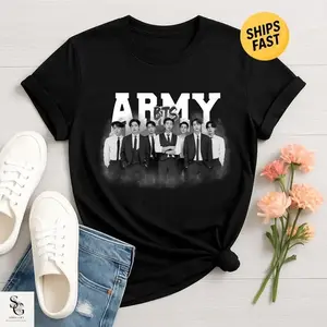 Army Shirt, Kpop Fan T Shirt, Bangtan Boys Merch, Korean Pop Music Tee, B.T.S Concert Outfit, ARMY Gift Top for Fans