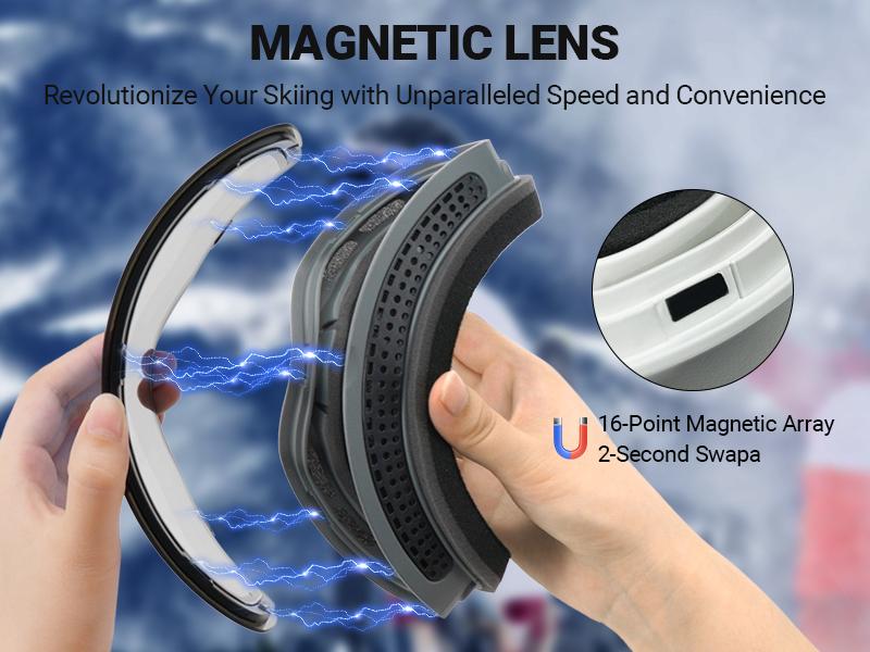 MEELOOG Ski Goggles Frameless OTG Snowboard Goggles Anti-fog 100% UV400 Protection for Men Women with Double-layer Magnetic Lenses & Non-slip Strap Skiing SpringStatements MEELOOG Ski Goggles Frameless OTG Snowboard Goggles Anti-fog 100% UV400 Protection for Men Women with Double-layer Magnetic Lenses & Non-slip Strap Skiing SpringStatements