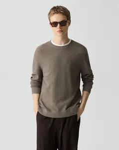 Theory Riland Crewneck Sweater in Light Bilen in Morel Melange
