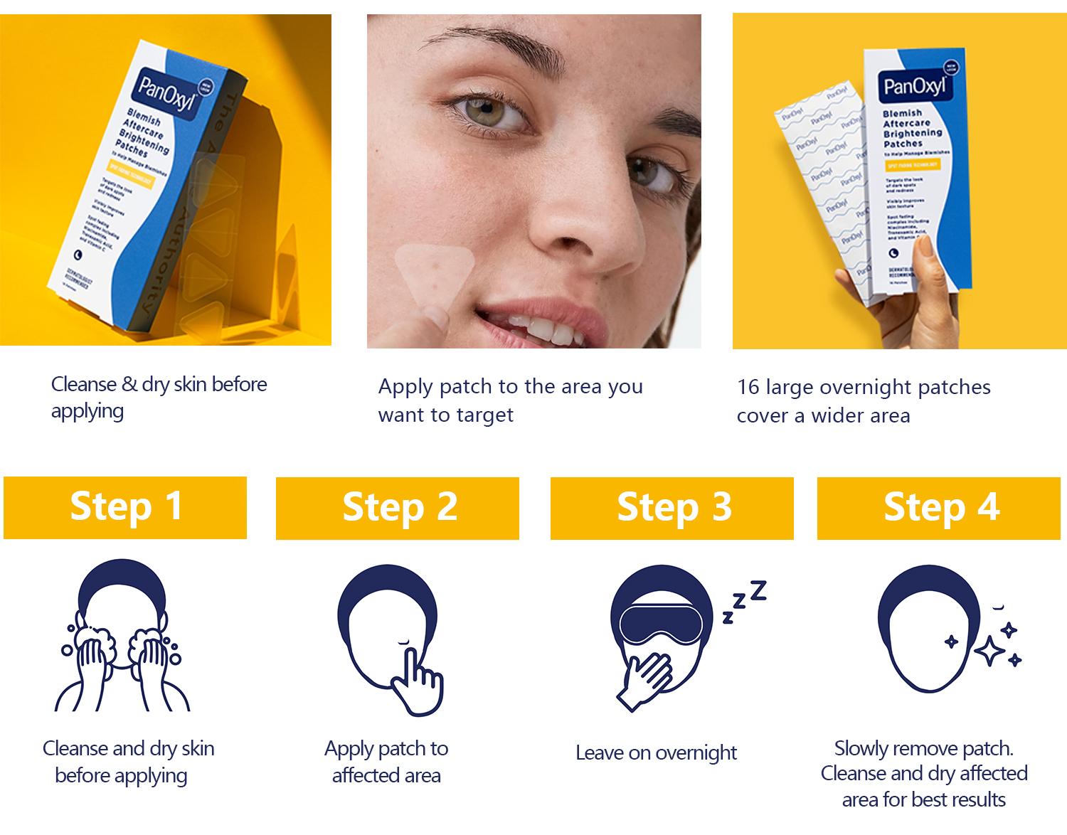 [PanOxyl official] PanOxyl Blemish Brightening Patches: Help Fade Post-Acne Dark Spots and Reduce Redness, Cover a Bigger Area, Vegan & Latex-Free, 16ct Skincare Clear Pack