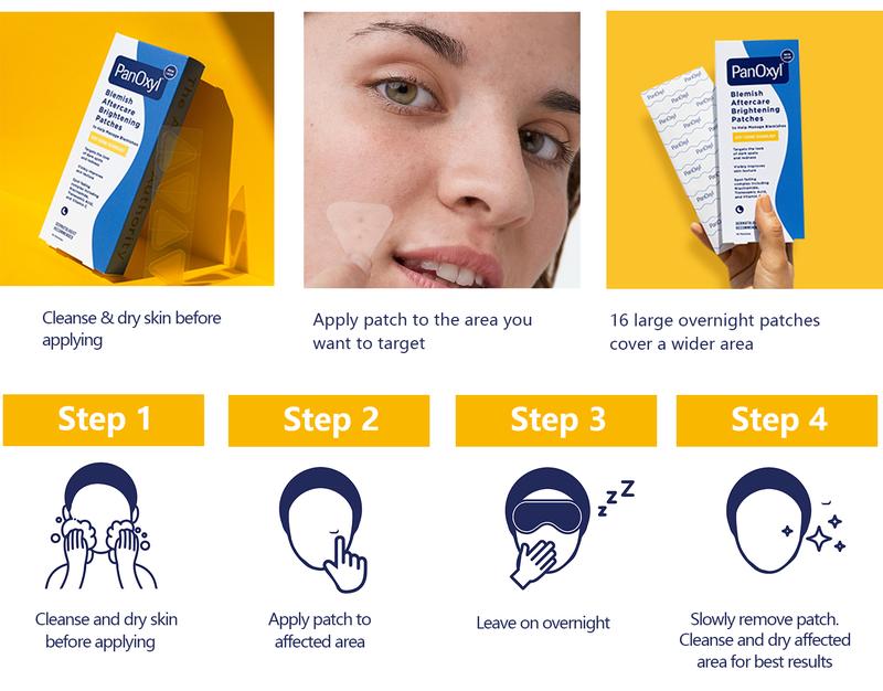 [PanOxyl official] PanOxyl Blemish Brightening Patches: Help Fade Post-Acne Dark Spots and Reduce Redness, Cover a Bigger Area, Vegan & Latex-Free, 16ct Skincare Clear Pack