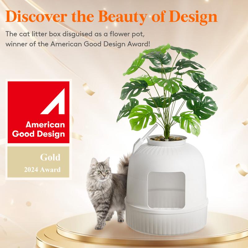 Lifewit Cat Litter Box with Faux Plant or Castle Design, Hidden Enclosure Tray with Scoop, Odor Control & Carbon Filter, Covered Cat Toilet for Living Room, Bedroom, Corner