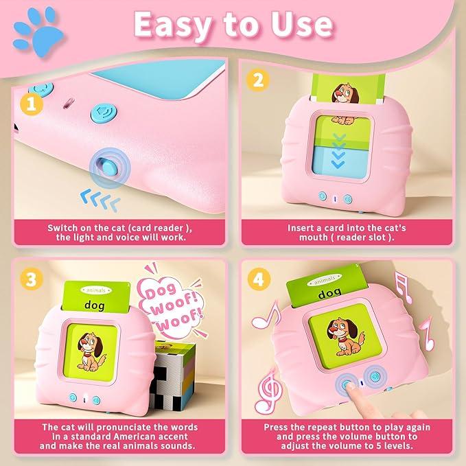 Mango Toddler Toys Talking Flash Cards Learning Machine for Kids English Spanish Bilingual Educational Device for 3-6 Year Olds Montessori Language Learning 224 Words Gift for Halloween Christmas New Year 2026