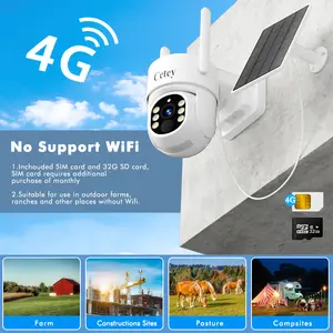 No WiFi 4G LTE Solar Security Camera 2K HD 360° Panoramic View Motion Detection Alerts IP66 Night Vision Solar Powered Camera Security Camera No WiFi Remote App Control Connection Monitoring 24/7 Protection Cameras for home (SIM/SD Card Included)