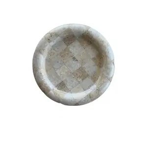 Lauren Elizabeth Travertine Checkered Tray