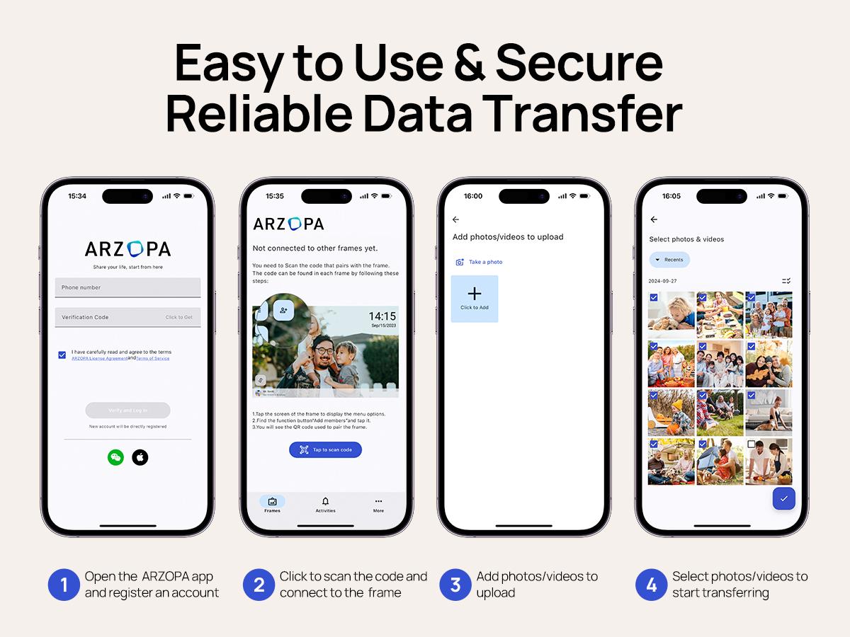 ARZOPA Digital Picture Frame 10.1" Gift idea IPS Touch Screen Digital Photo Frame with 32GB Storage Auto-Rotate Easy Setup to Share Photos or Videos