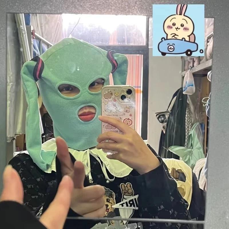 Hot Selling Hatsune Miku Balaclava Mask Soft Breathable Fabric Anime Themed Hood for Conventions Street Fashion