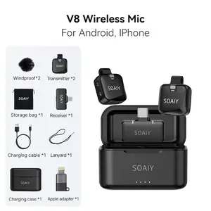 SOAIY Wireless Lavalier Microphone for iPhone/Android/iPad, 3-Level AI Noise Cancelling Mic with Reverb, 328ft/100m Long Range Connection, 68H Battery for TikTok Live, Vlog, YouTube (1TX+2RX)