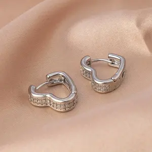 Delzzad Heart Double Row Hoops 14K Gold-Plated/Silver-Plated Micropavé Heart Earrings Perfect For Birthdays Weddings Engagements Anniversaries Valentine’s Day Or Everyday Wear