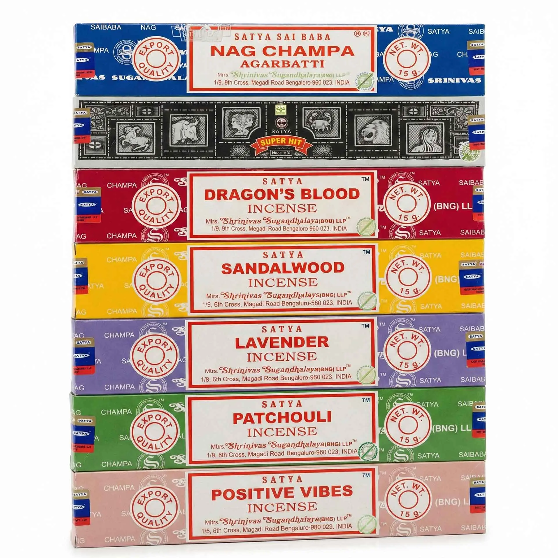Satya Incense Variety Pack — 7 Scents 105 Sticks Hand-Rolled Incense Set