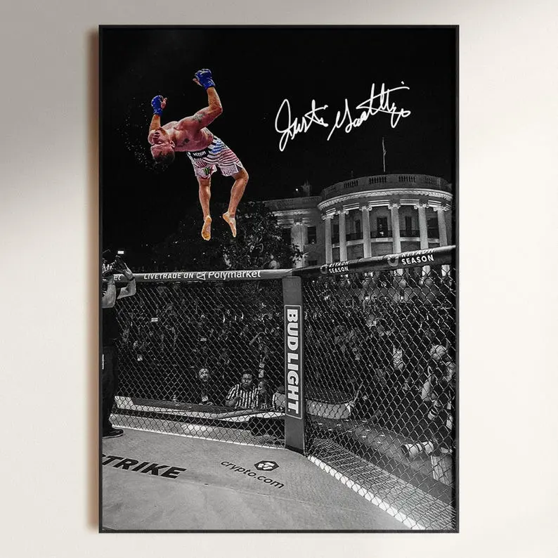 Justin Gaethje Poster, Iconic White House Backflip Poster, UFC Freedom 250, Signed MMA Poster, MMA Fan Gift - No Frame