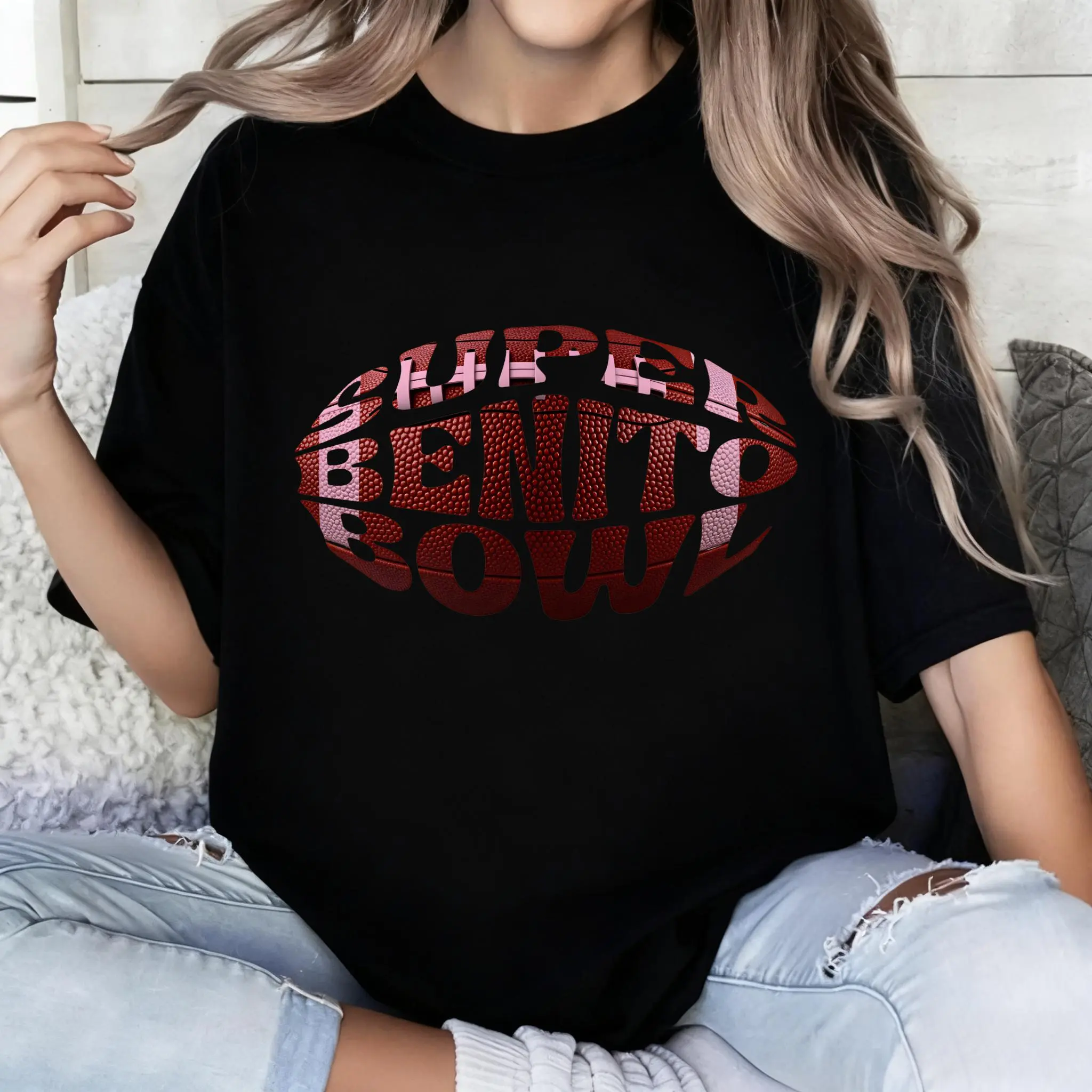 100% pure cotton Black Short Sleeve T Shirt Super Benito Bowl Graphic Print Casual Wear For Women And Girls