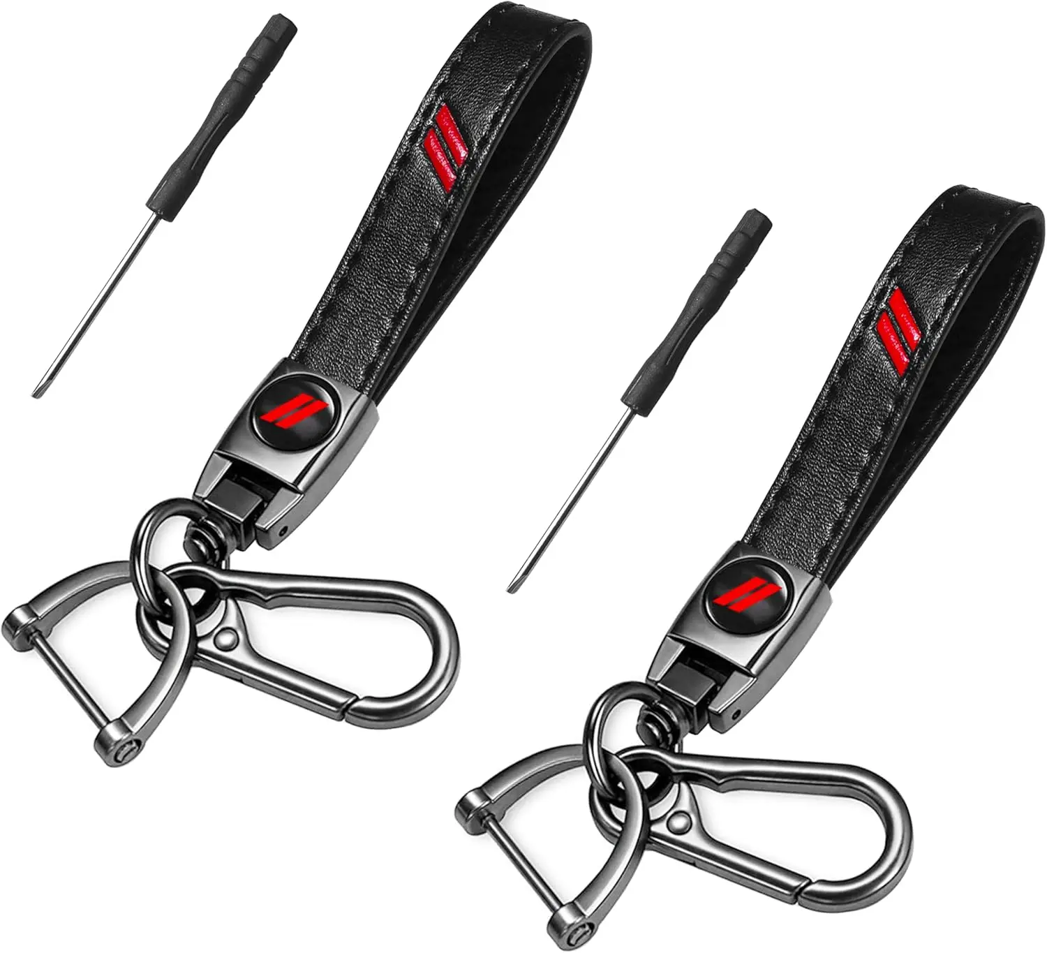 2PCs Leather Keychain for Dodge Challenger Charger Durango Journey key Ring Key Fob Holder for Dodge Accessories