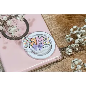 Sweet Pastel Mama Bow MagSafe Phone Grip – Magnetic Pop Socket & Kickstand – Mother’s Day Gift