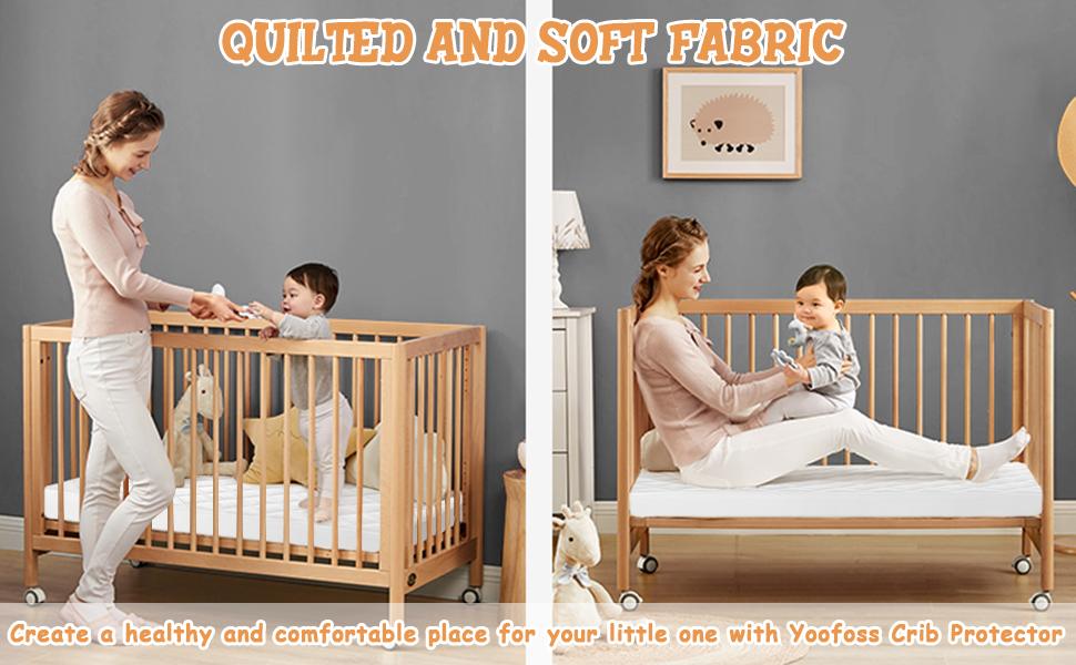 Yoofoss Waterproof Crib Mattress Protector 2 Pack, Quilted Crib Mattress Pad Cover Ultra Soft and Breathable, Machine Washable Toddler Mattress Protector for Standard Baby Crib Size 52''x28''