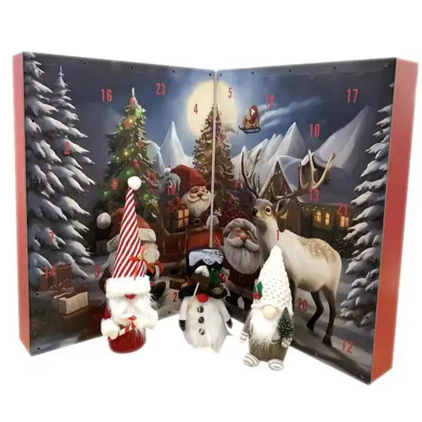 2026 Handcrafted Christmas Gnome Advent Calendar - 24 12-in Gnomes with Built-in Lights & Music, Large Size 26x8x19-in Vibrant Lighted Box - Holiday Decor, Gift-Ready Ornaments