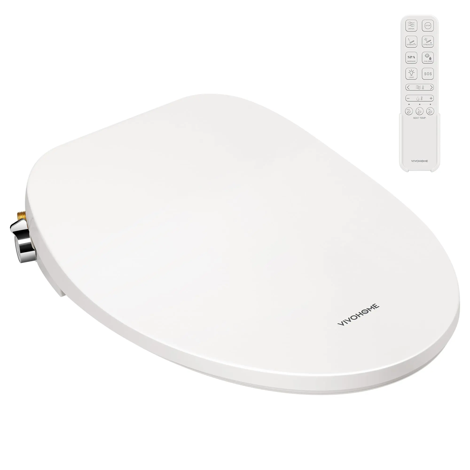 VIVOHOME Smart Heated Bidet Toilet Seat with Remote Control, Self-Cleaning Dual Nozzles for Rear and Front Cleansing, Adjustable Temperature Settings with Warm Air Dryer, Soft Close Lid, Nightlight