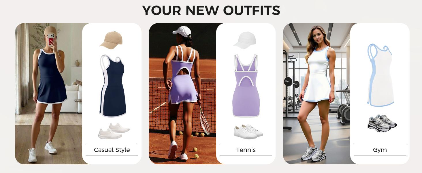 Fisoew women's sleeveless halter tennis dress with white piping, open back design, and stylish cutout details at the back, perfect for sports or casual wear #TikTokShopJumpstartSale Workoutdress