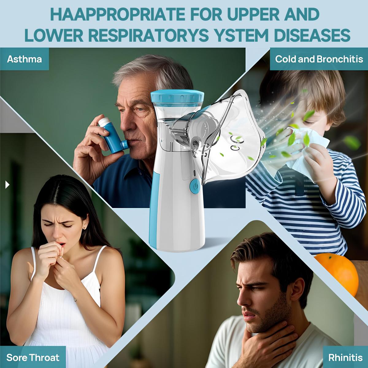 Portable Handheld Nebulizer  For Adults And Kids, two modes, suitable for breathing problems, Breathing Machine Nebulizer Inhaler Home Use Travel Friendly