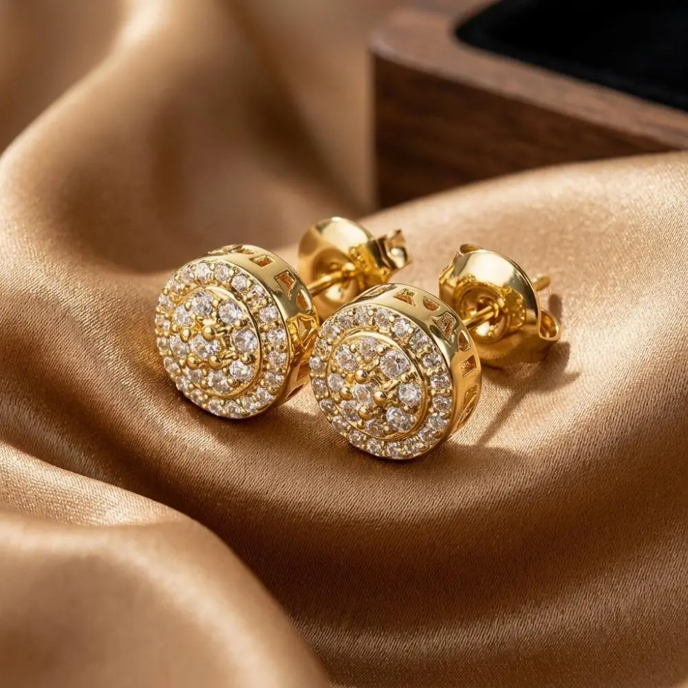 【2026 TREND ALERT】S925 Sterling Silver Pavé Round Stud Earrings Unisex, 1CT 6mm 6A Silver Cubic Zirconia Artificial Gemstone, Hypoallergenic Hip Hop Street Fine Jewelry for Daily & Party Occasions Item 6610