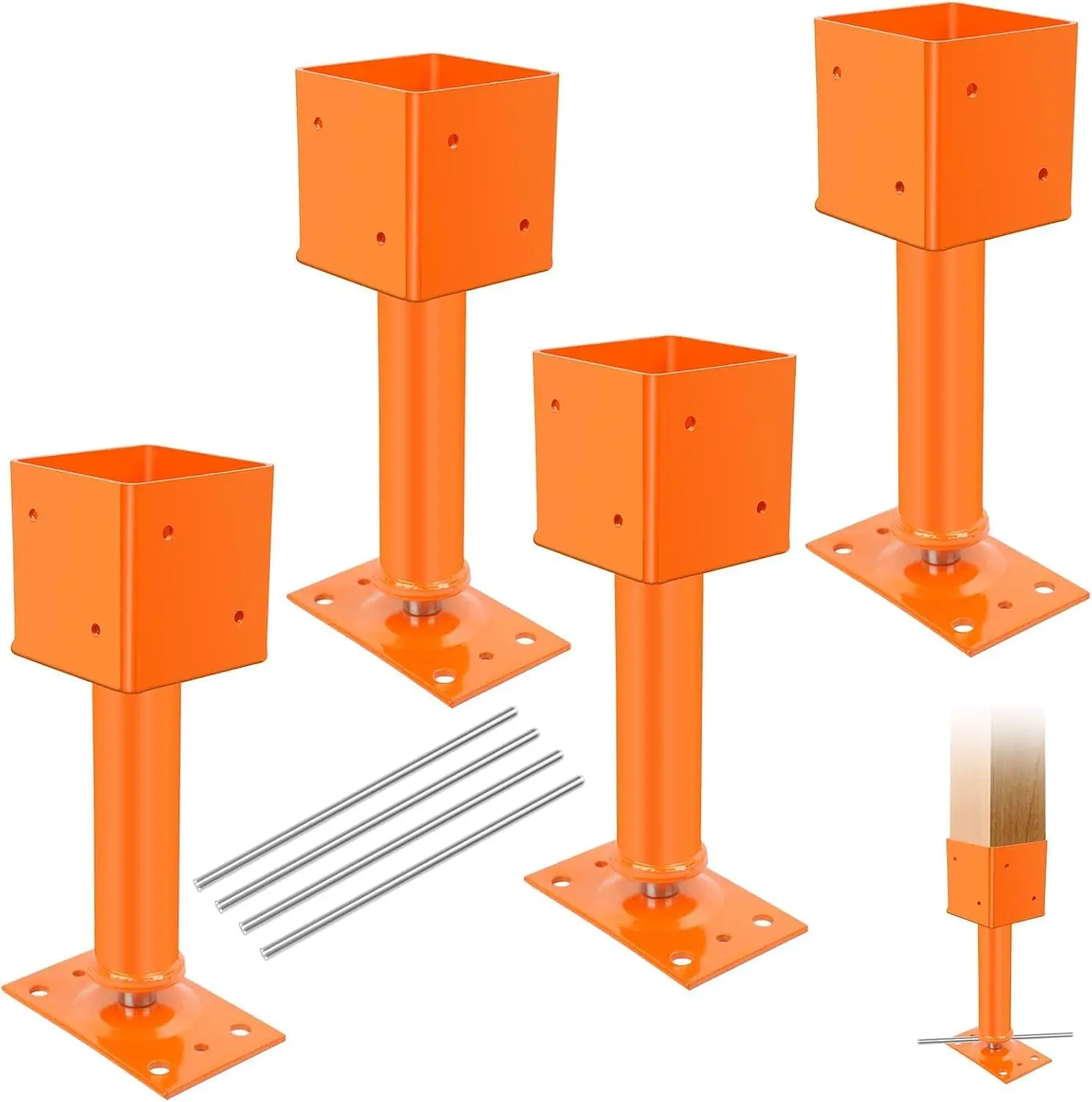 4 Pack Screw Jack Post, 4" x 4" Adjustable Shore Jack, 24000 Lbs Max Load Capacity, Adjustable House Floor Jacks for Leveling