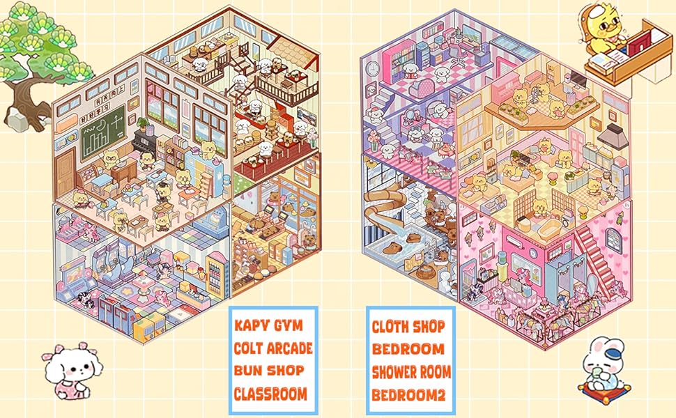 Miniature Scene Dly Sticker Book, 20 Sets DIY 3D Sticker Scene Sticker, Cute Cartoon Creative Sticker,  Make Your Own House Sticker for Scrapbooking & Journal Making