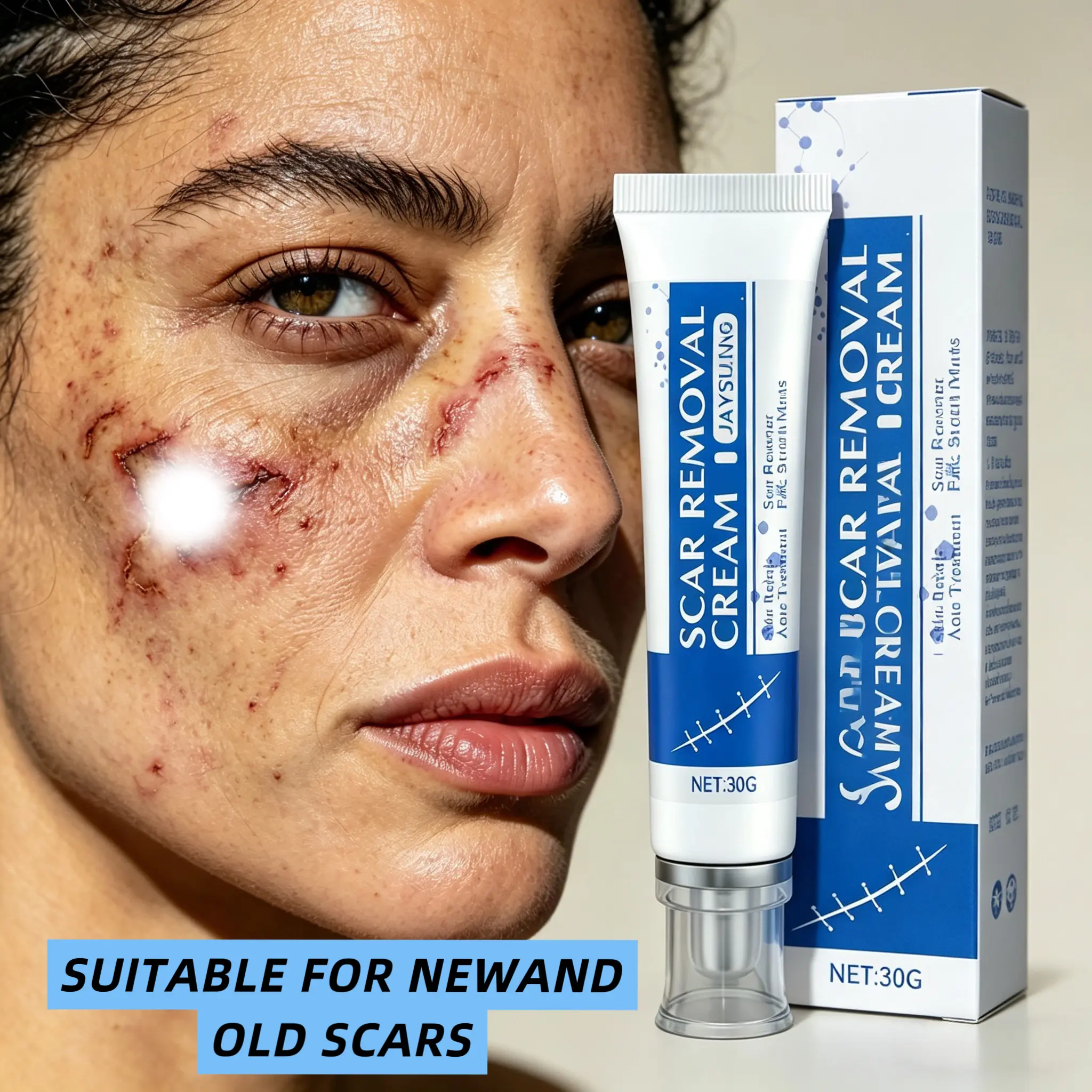 Scar Care Cream for Old & New Marks – Gentle Skin Moisturizer for Face & Body, Helps Improve the Look of Surgical, Acne & Injury Scars, Lightweight Non-Greasy Formula for Daily Use, 30g Body lotion, body care cream,back to school