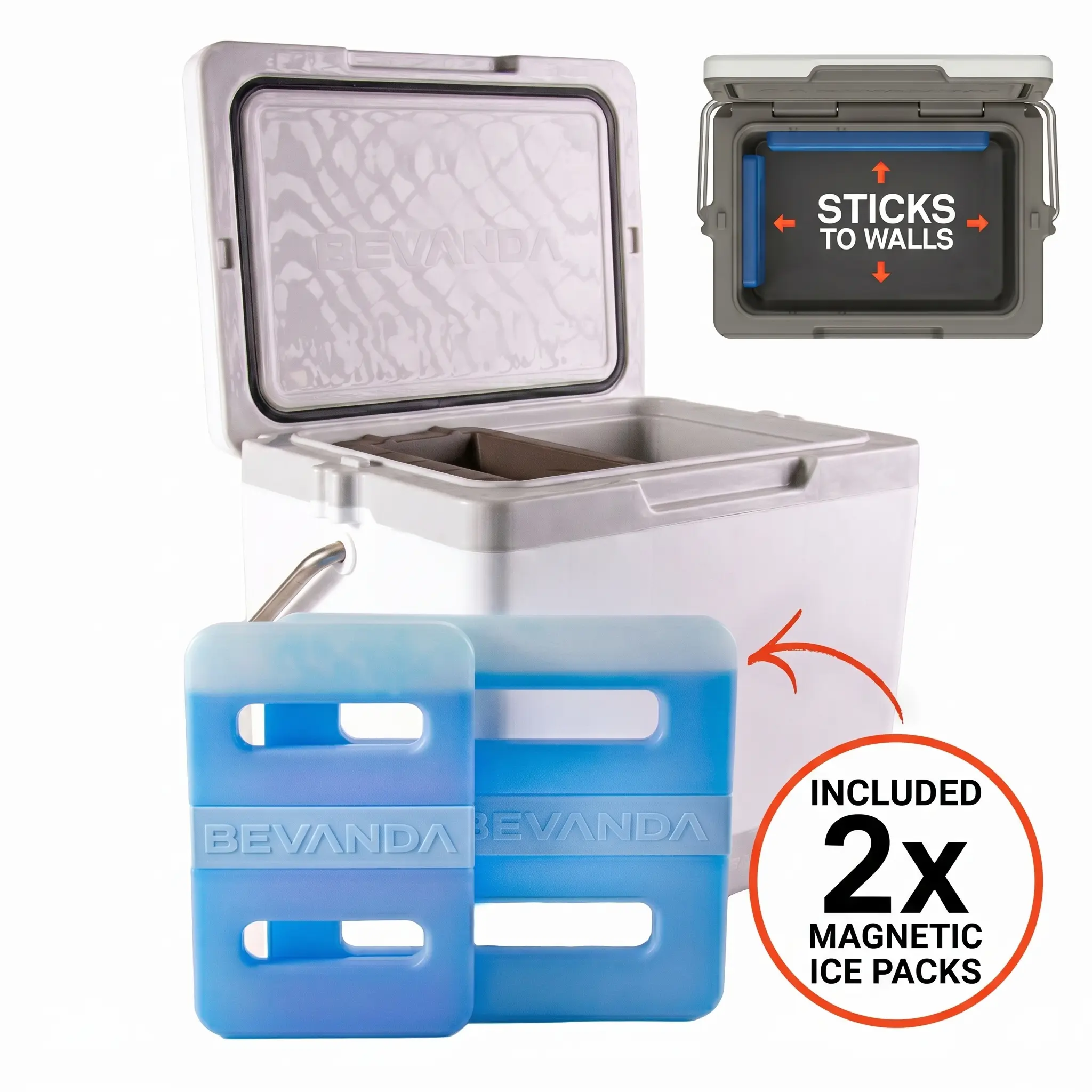 Bevanda - Verge 20qt Insulated Lunch Box - Durable Cooler with Magnetic Ice Packs - Rugged Hard Shell Lunch Cooler for Jobsite Lunches, Outdoor Adventures & All Day Temperature Control
