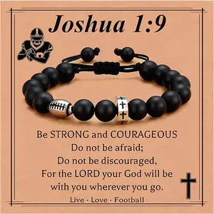 Bracelet for Boys Baseball/Basketball/Football/Soccer Cross Beaded Bracelet Gifts for Son Grandson Players Team Fan Friends,Easter Basket Stuffers for Teens Boys