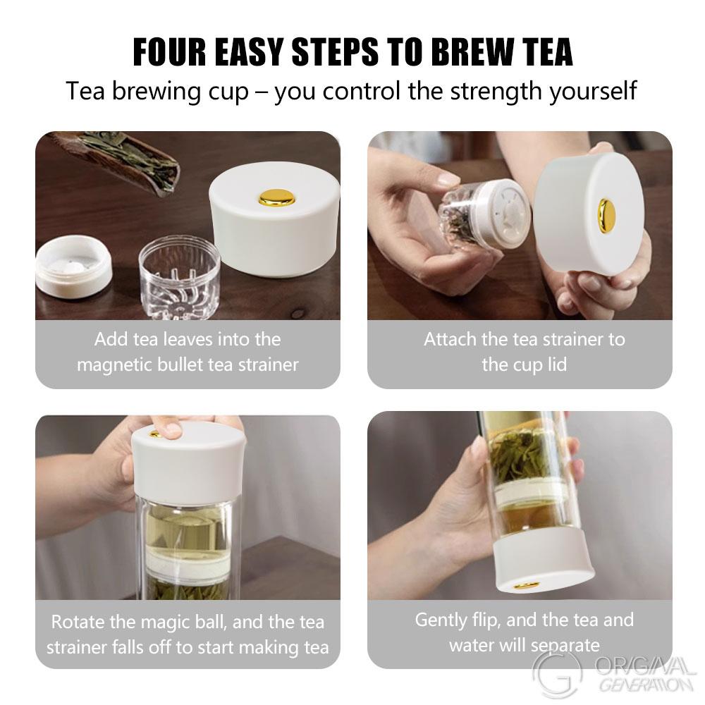 New Magnetic Tea Separator Glass Bottle Double Layer Heat Protection Glass Bottle Double Glass Insulation To Prevent Scalding Bottle