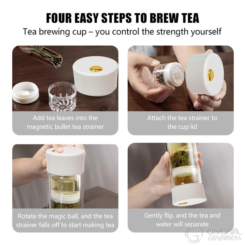 New Magnetic Tea Separator Glass Bottle Double Layer Heat Protection Glass Bottle Double Glass Insulation To Prevent Scalding Bottle
