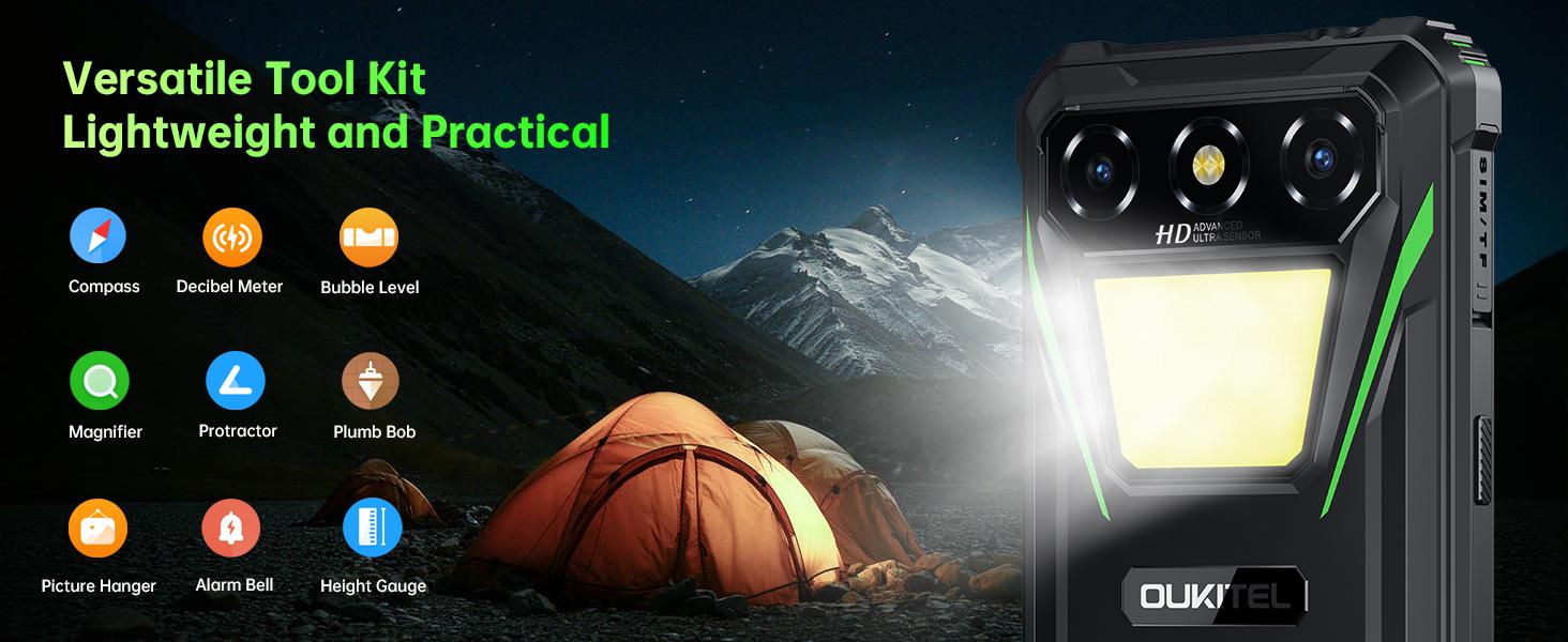 OUKITEL G5 Rugged Phone Unlocked - 16GB+64GB (1TB TF) Rugged Android Smartphone with Camping Light, 6300mAh Battery, 6.0" HD Screen Mobile Phones, 13MP Main Camera, 3.5mm Jack/Face ID/GPS/OTG,