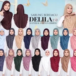 Instant Hijab Cotton Ribbed Dalila with cute floral at side Instant Hijab Cotton Ribbed Dalila with cute floral at side
