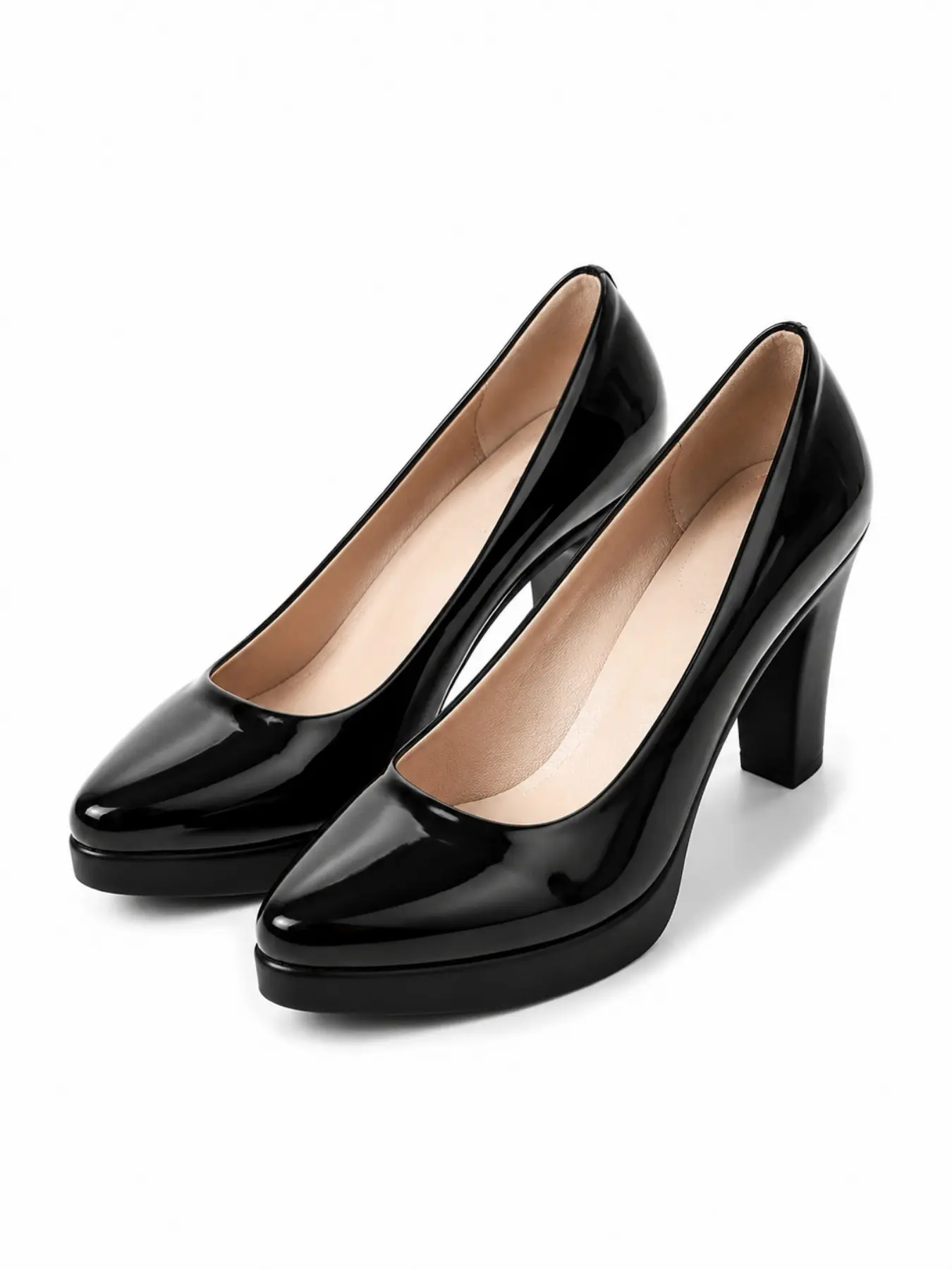 Burgundy Patent Leather Platform Heels Women Platform Heeled I Comfortable Classy Elegant Chunky Block Heel High Heels Pumps Stiletto Pointed Toe Design Thick Heel Shoes