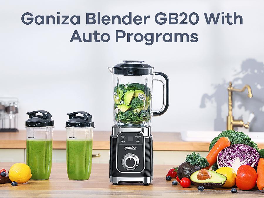 Ganiza Professional Smoothie Blender 1100W Motor 25000 RPM 8 Auto Programs for Frozen Fruits Ice 64 oz Large 12-in-1 Countertop Blender Dishwasher Safe Multifunctional Juicer food processor nutribullet vitamix juicer machine