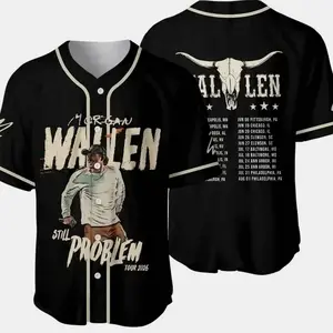 Morgann Wallenn Stilll Thee Problemm Tourr 2026 Baseball Jersey, Country Music Concert Inspired Button-Up Shirt, Breathable Unisex Streetwear Top For Fans