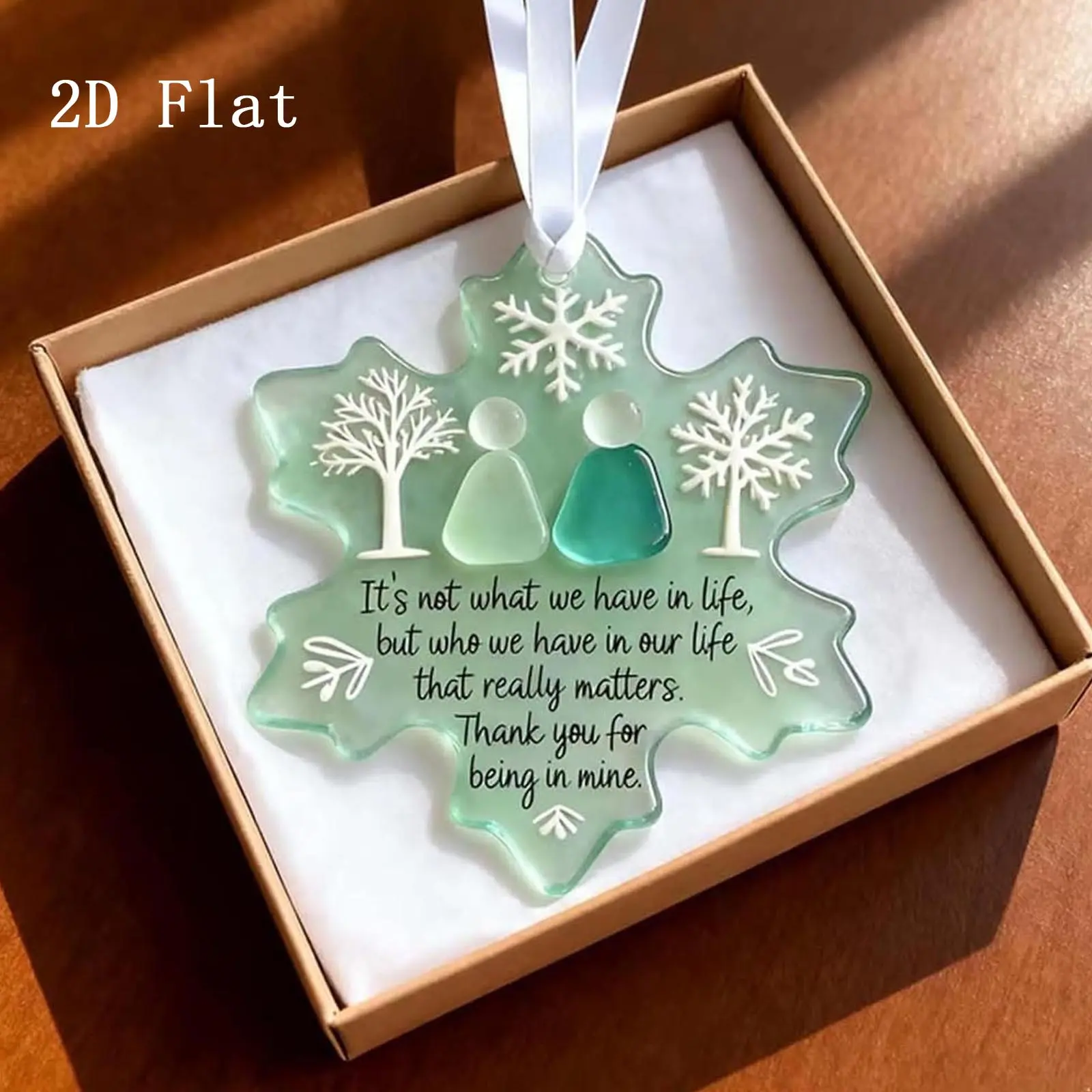 1pc 2D Flat Acrylic Snowflake-Shaped Friendship Decoration, Christmas Keepsake Gift For Friends, Acrylic Snowflake Friendship Christmas Tree Hanging Ornament, Collectible Ornament, Home & Christmas Ornaments, Christmas Decorations