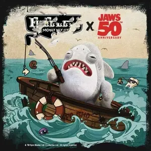 【New】Fuggler x JAWS 50 anniversary Limited Edition,9" Great white shark collection plush toy