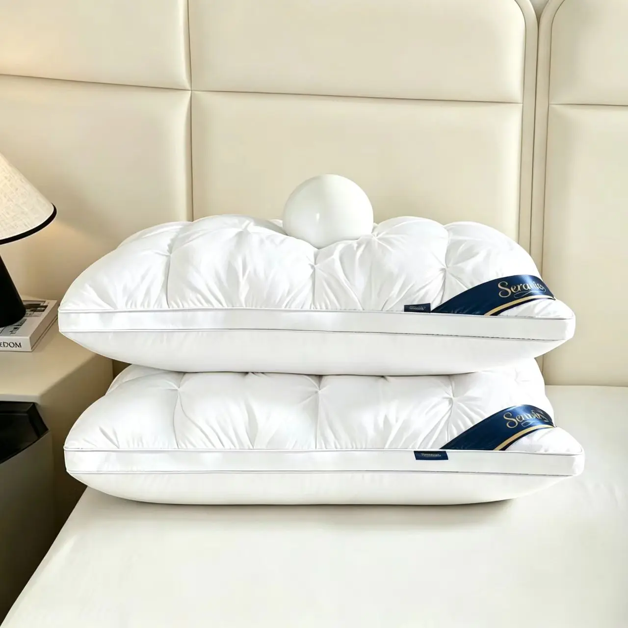 Luxury Hotel Cervical Neck Care Pillows for Sleeping - 5-Star Tufted Bedding Accessories, Allergy-Safe Polyester Breathable Cover Keeps Sleep Fresh, Cloud-Soft Down-Alternative Filling, Ergonomic Support (2-Piece Set Option)