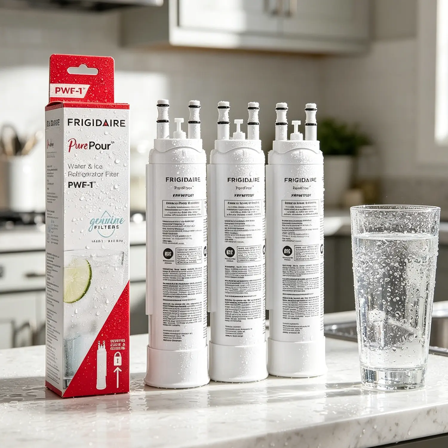 NSF Certified Frigidaire FPPWFU01 Water Filter Replacement (1pcs), PurePour PWF-1 Refrigerator Filter - Reduces 99% of Lead, Chlorine, Mercury - Maintaining Clean Water, Easy DIY Install, 6 Months or 200 gal