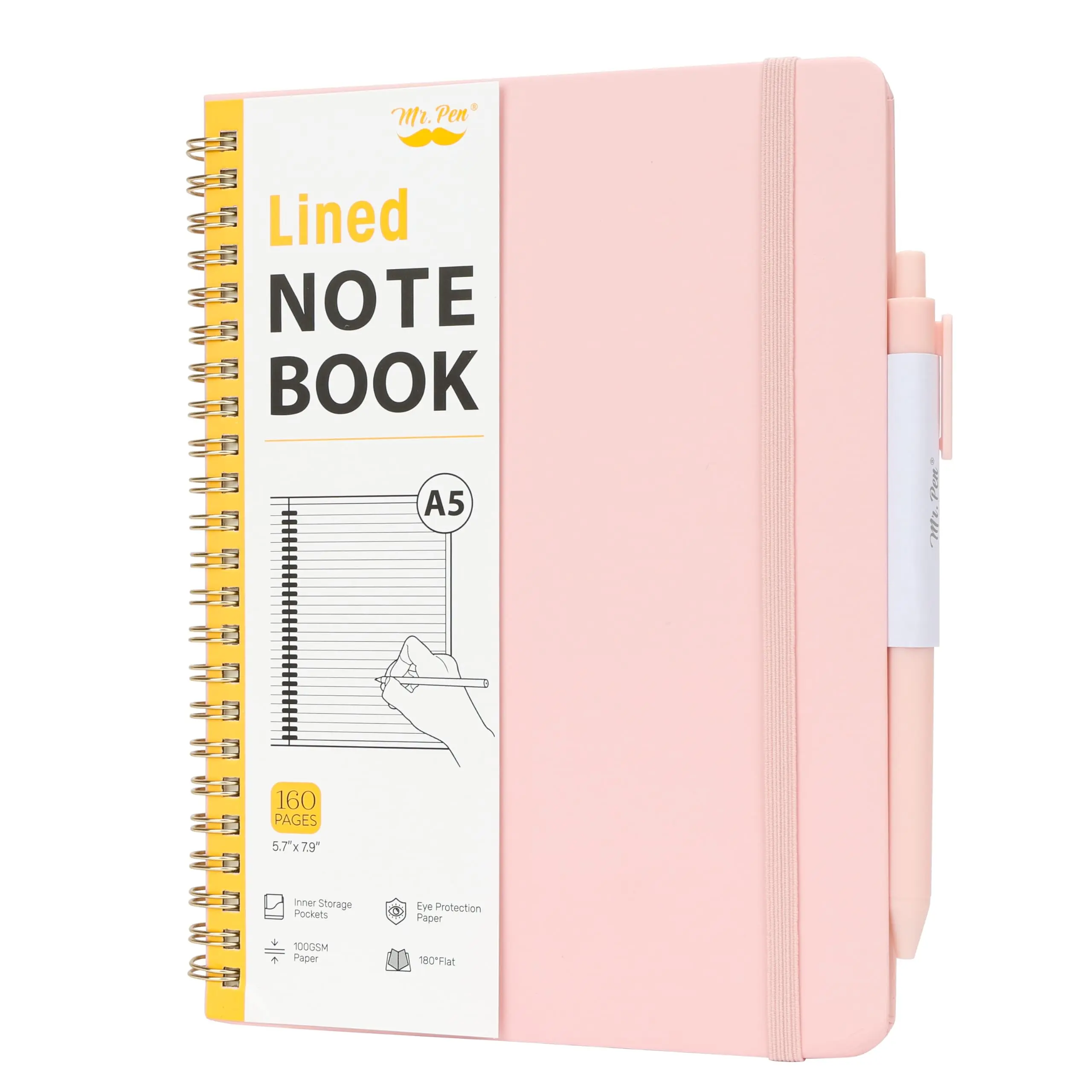 Mr. Pen A5 Size (5.7"x7.9") Hardcover Spiral Journal Notebook - 160 Pages, Lined or Dotted Paper, Back to School Shopping Supplies, College School Supplies, Office Stationery